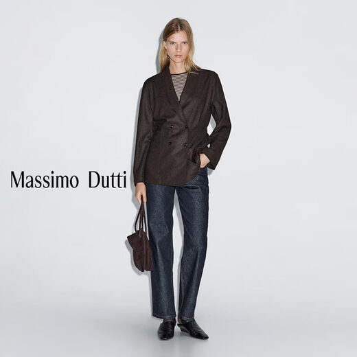 Massimo Dutti Discount Upgrade 2026 Women's Simple Commuting Style High Intelligence Double-breasted Blazer 06040713 Chocolate S (36) (CN 165/84A)