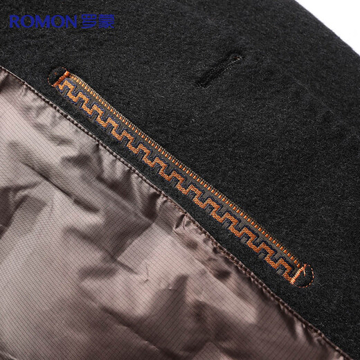 Romon contains cashmere + goose down lining, autumn and winter men's mid-length thickened suit collar woolen coat for men