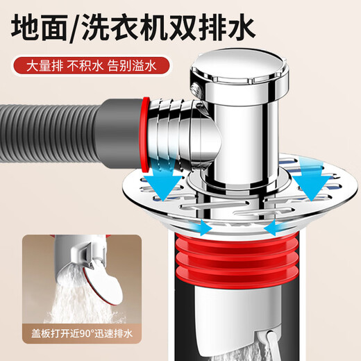 Jingmi Select Washing Machine Sewer Pipe Floor Drain Special Joint Drainage Pipe Anti-odor Anti-overflow Three-way Two-in-One T-Type