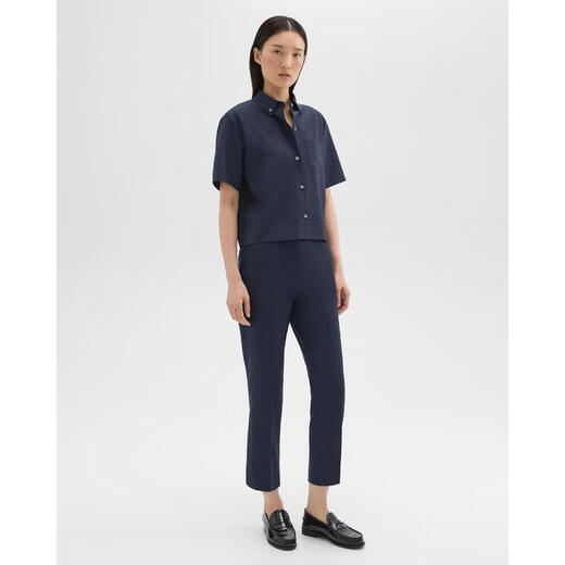 THEORY women's casual pants are comfortable and warm, high-waisted, slim-fitting office commuter trousers, versatile and simple, black, one size fits all | US-0