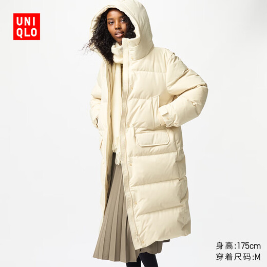 优衣库女装高级保暖羽绒长大衣/冰雪羽绒高暖款科技保暖472010 30 浅米色 3XL /175/108C