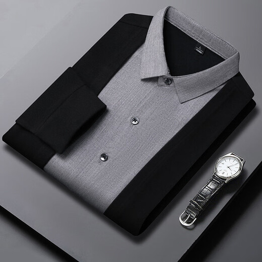 XJSGS international luxury high-end brand men's sweater spring and autumn new fake two-piece casual business sweater bottoming shirt high-end black ready stock XL recommended weight 135-150Jin Jin equals 0.5 kg