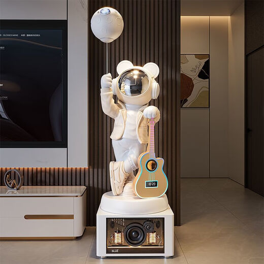 Jizhao astronaut large floor-standing ornament in the living room of the astronaut's living room high-end light luxury decoration starry sky projection lamp next to the TV cabinet White astronaut + Xiaoai classmates speaker + karaoke speaker Height 160.5cm No Specifications