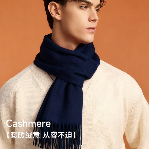 Hengyuanxiang Cashmere Scarf Men's Autumn and Winter Solid Color Warmth Versatile Thickened Scarf Birthday Gift New Year Exquisite Gift Box