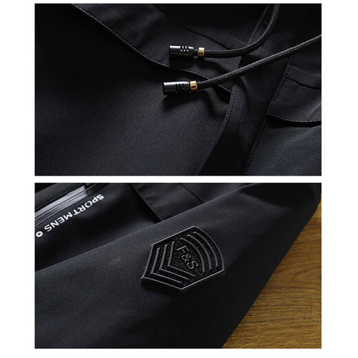 Pierre Cardin jacket men's autumn and winter hooded windproof outdoor sports velvet thickened warm casual jacket black velvet 3XL