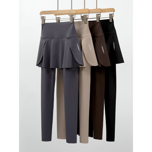 Wear shark pants, culottes, one-piece fake two-piece yoga slimming exercise, high waist, abdominal control, butt lift, shaping and slimming QM black L suitable for 95-110 Jin Jin equals 0.5 kg