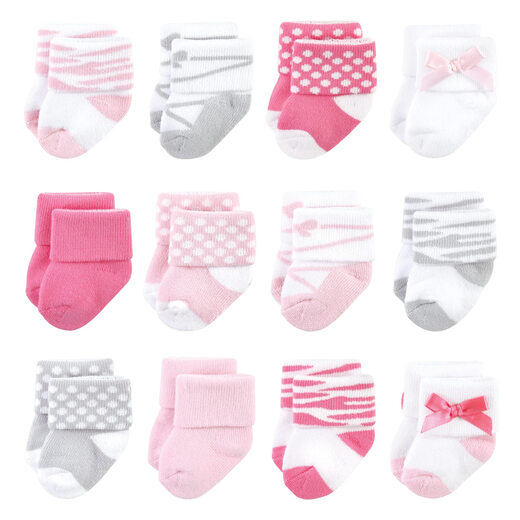 Luvable friends baby newborn and baby terry socks ballet shoes 12-pack 0-6 months