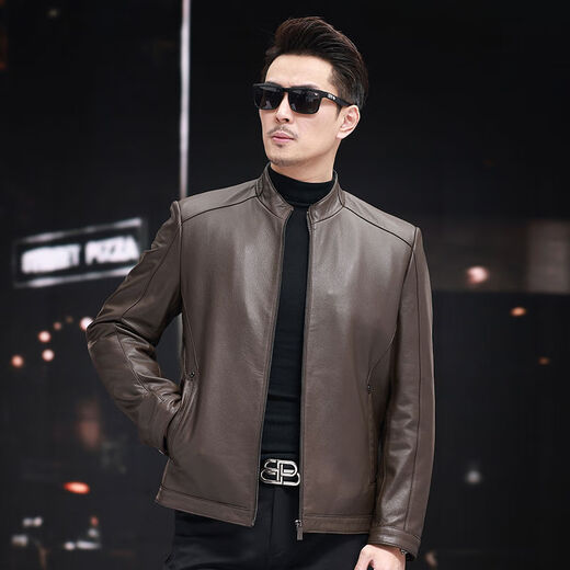 VBA first-layer sheepskin Haining genuine leather jacket men's new casual stand-up collar genuine leather jacket slim autumn coat black M M95-105Jin Jin equals 0.5 kg