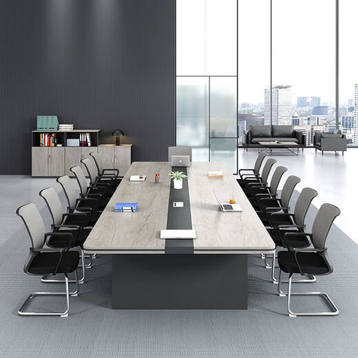 Conference table desk long table simple rectangular modern office furniture large conference room negotiation table and chair combination conference table thickened 2.4 meters