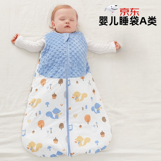 CLCEY spring and autumn baby pure cotton children's anti-jump newborn vest type A infant sleeping bag gray polar bear S size (recommended height within 70CM)