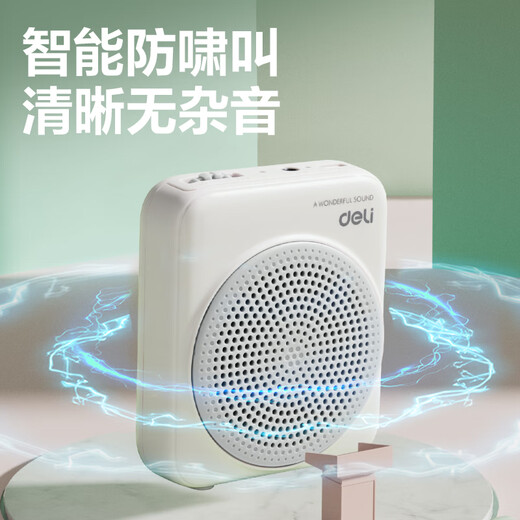 得力（deli）5W小蜜蜂扩音器教师专用老师上课专用户外无线麦克风扩音喇叭大功率扬声器无线头戴款灰色
