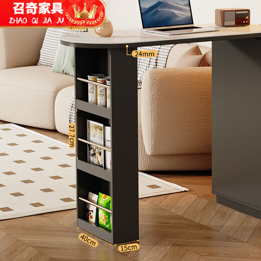 Shantou Lincun French black bar table home dining side cabinet living room partition storage side cabinet retractable island dining table small apartment double-sided bar table 90cm + L sliding cabinet combination door installation