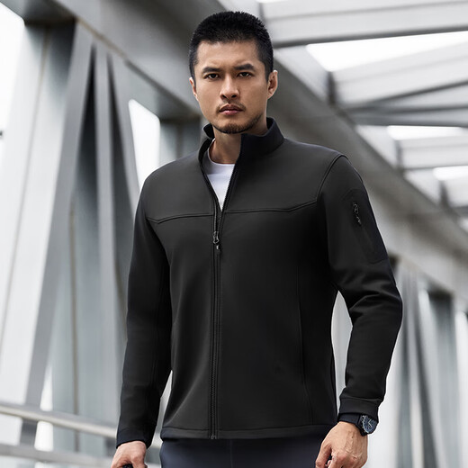 Dragon Tooth Fourth Generation Dragon Tooth Cold Front Tactical Soft Shell Jacket Enhanced Stand Collar Outdoor Leisure Sports Functional Jacket Men's Extreme Night Black 2XL 180/100A Weight 146-174Jin Jin is equal to 0.5 kg