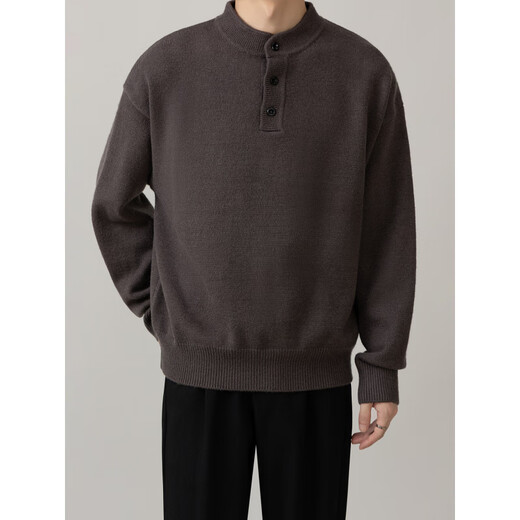 TLXT international first-line brand Henry collar half-cardigan simple sweater men's casual commuting sweater 2025 autumn and winter new style dark gray S