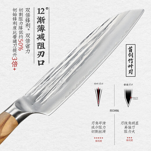 Shibazi a fabriqué un couteau à lame en feuille de bambou en acier composite forgé à la main, patrimoine culturel immatériel, couteau de cuisine extraordinaire de deuxième génération, couteau à découper J8284