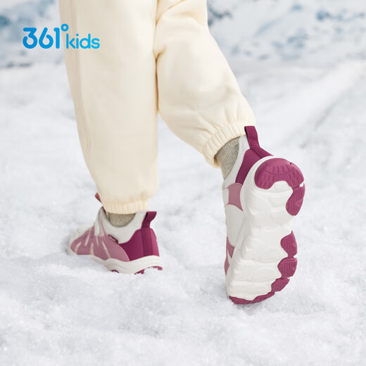 361 Children's Cotton Shoes 2025 Winter Women's Large Leather and Velvet Warm Cushioning and Wear-Resistant Sports Shoes White 36