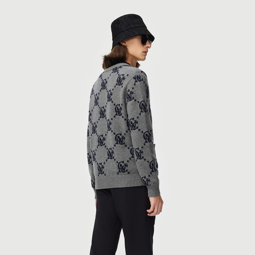 C N C light luxury men's sheep wool cardigan autumn and winter full bottom logo warm sweater jacket top gray pattern M /50/(175/92A)