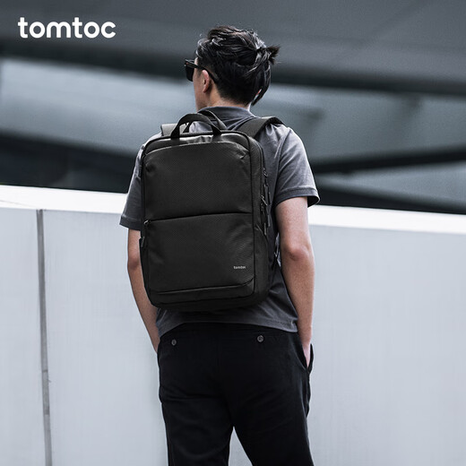 Tomtoc backpack men's commuter bag work computer bag casual business multi-functional backpack obsidian black