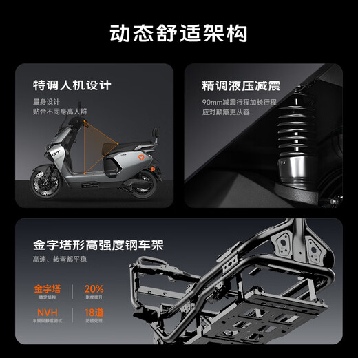 Yadi Wang Hedi recommends Guanneng S White Shark 90-M smart electric motorcycle with long range, safe and anti-theft, comfortable commuting and take-out lead-acid battery scooter. Store pick-up. Color selected at the store.