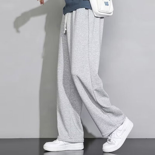 Huamian Sports Pants Men's Spring and Autumn Loose Large Size Straight Casual Pants Men's Versatile Trendy Loose Sweatpants Black 2XL