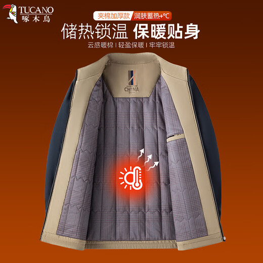 Woodpecker (TUCANO) jacket men's winter thickened cotton jacket middle-aged men's warm cotton jacket stand collar business casual top men's clothing