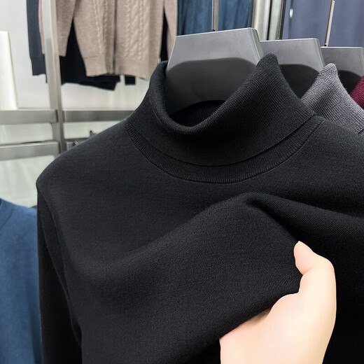 100% Wool Turtleneck Pure Wool Sweater Men's Winter Worsted Machine Washable Casual Jacquard Warm Knit Sweater Men's AN-98625 Maroon 3XL Recommended 175-190 Jin Jin equals 0.5 kg