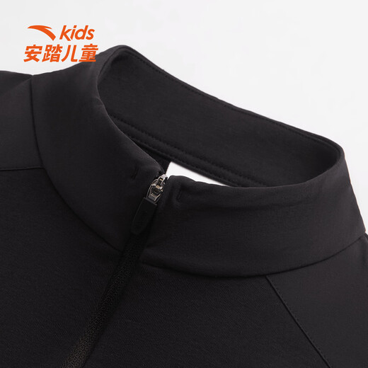 ANTA children's fleece sweatshirt for boys and girls 2025 winter new Chinese ice and snow series knitted pullover basic black-4 fleece 175 cm