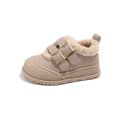 Terranis recommended by Yangma Girls' Shoes Children's Sports Shoes 2024 New Autumn and Winter Furry Boy Baby Soft Beige 16_Inner Length 12cm