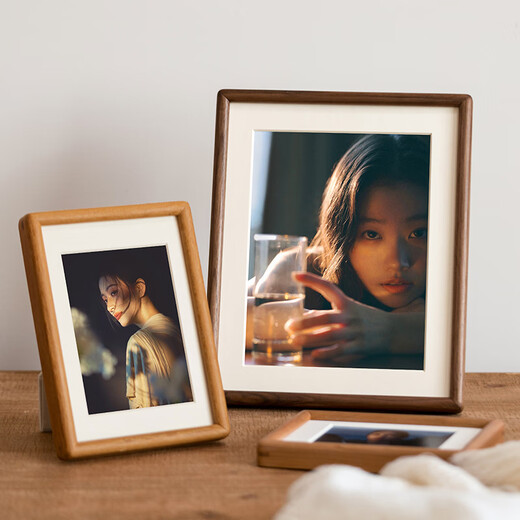 Uncle Lu 6-inch photo frame empty frame black walnut solid wood table high-end simple photo frame wooden picture frame framed self-installation