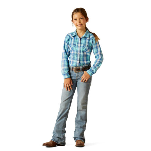 AriatAriat Girls Xico Shirt, Pink Peacock Pattern, XS Pink Peacock Pattern XS