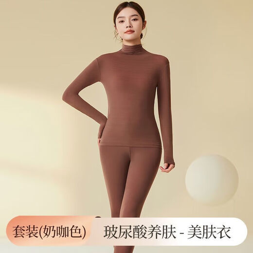 Tingmei (GRACWELL) Autumn clothes and long johns women's skin-beautifying clothes Seamless self-heating hyaluronic acid shaping slimming belly autumn and winter bottoming shirt Elegant black light warm skin-friendly high collar bottoming L (110-140Jin Jin equals 0.5 kg)