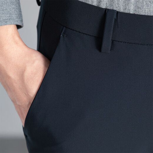 ROMON straight trousers formal men's casual trousers loose business versatile simple suit trousers men black 33