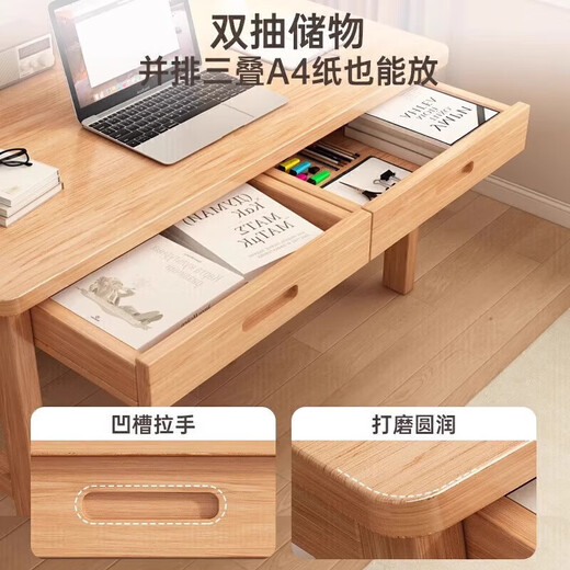 All solid wood desk small apartment study desk student writing desk calligraphy table home simple desktop computer desk drawer type solid wood single table/log color 120*60CM door-to-door delivery