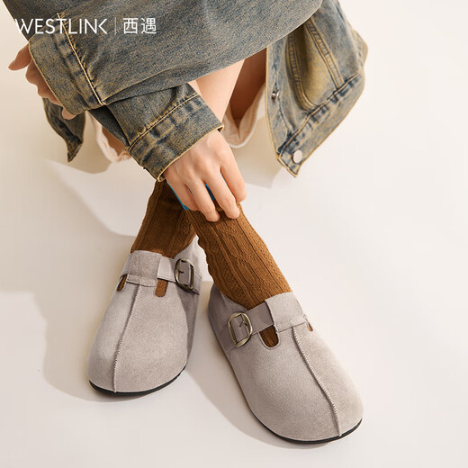 Westlink all-inclusive Birkenstock shoes for women 2026 new spring hot style slip-on lazy thick-soled toast shoes Birkenstock shoes apricot 35 (225)