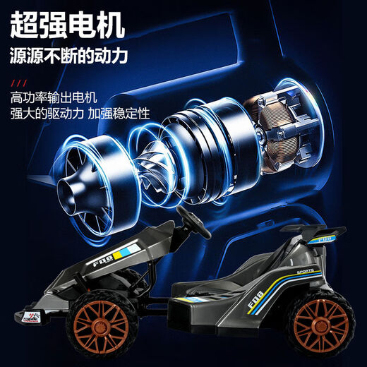 Children's electric toy car, adults can sit on it, children's go-kart, baby remote control car, Internet celebrity four-wheel car balance car, Knight Gray 12V12A extra large battery foam soft wheel, dual drive