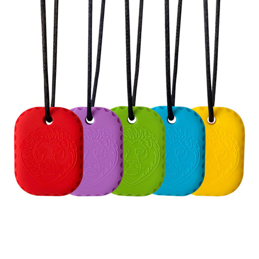 Silicone teether pendant necklace baby soothing chewing molar stick anti-biting hand food grade chewing glue red 1 piece