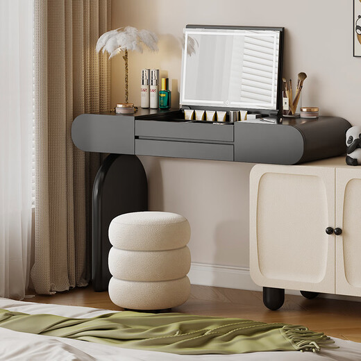 Tinymiya white round stool makeup stool lamb velvet stool with storage cream style dressing table girls bedroom pier stool 35cm lamb velvet round stool