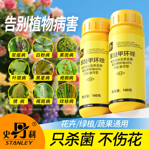 Stanley Difenoconazole Anthracnose Leaf Spot White Powder Black Spot Commonly Used Fungicides for Rose Flower Diseases and Pests 100g Comes with a graduated dropper when ordering