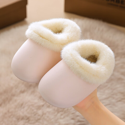 Miayoutong baby bag heel cotton slippers children's EVA waterproof plus velvet thickening warm indoor winter infant outer wear cotton shoes pink 17 (26-27) inner length 17cm/foot length 16
