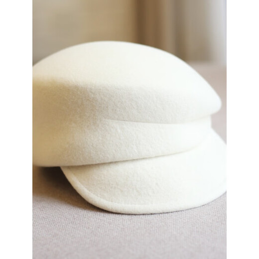Hanqing mid-summer Japanese ca4 temperament Australian wool hemmed duck top hat youth felt hat newsboy hat knight hat women's autumn milky white adjustable