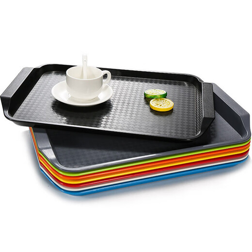 Jingxianju Tray Rectangular Serving Tray Dinner Plate Fast Food Plastic Serving Tray Serving Tray Anti-scalding Commercial Restaurant Brown Plaid 1 PC