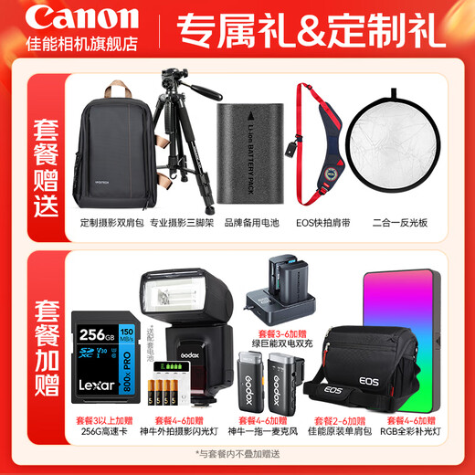 Canon r6 bird hunting photography equipment full-frame mirrorless vlog camera body 4K shooting small lightweight mirrorless camera Place an order for Labubu & Jindou R6 second generation body disassembly + RF501.8 Official standard configuration Does not include memory card camera bag and other necessary accessories Recommended package