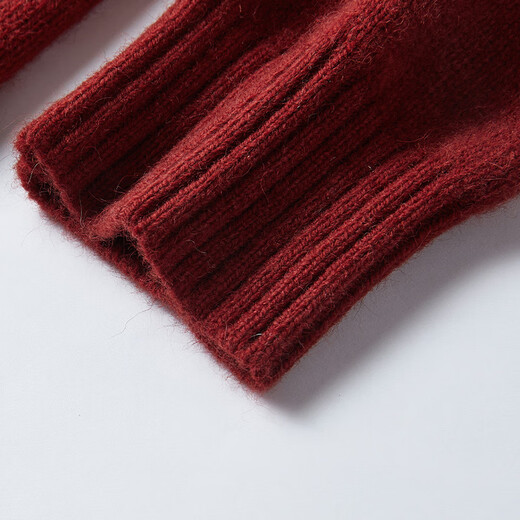 Xiangying wool + rabbit fur super nice red sweater for women 2025 winter new jacquard crew neck sweater red S 155/80A/85-95Jin Jin equals 0.5 kg