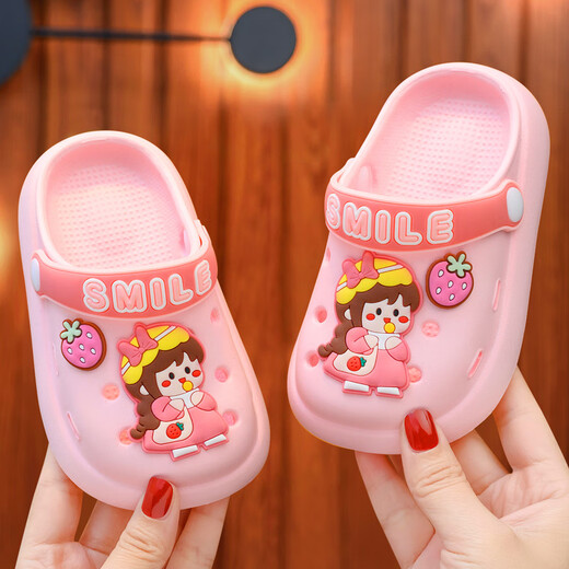 Lotto Children's Sandals 2024 New Girl Baby Indoor Non-Slip Ultra-Light Eva Baotou Princess Sandals Summer Pink (Girls Strawberry) 20_21 Inner Length 14CM 1-2 Years Old Wear