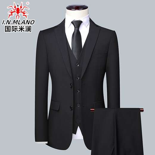 International Milan French haute couture men's high-end suit business casual high-end small suit three-piece vest formal gray custom design/fast delivery L 175