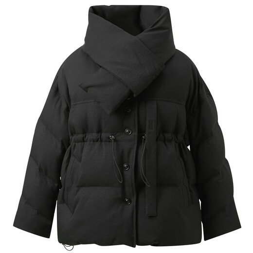 Sancai 2025 Winter New 90 White Duck Down Jacket Loose Scarf Two-Wear Bread Jacket Single-breasted M