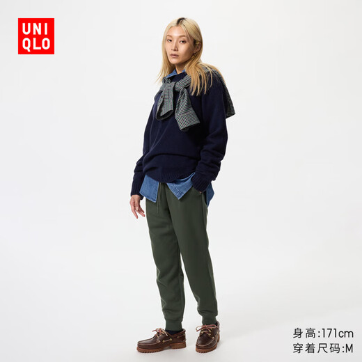 UNIQLO Women's HEATTECH imitation sherpa sweatpants/sweatpants autumn and winter new style 479617 58 dark green XL