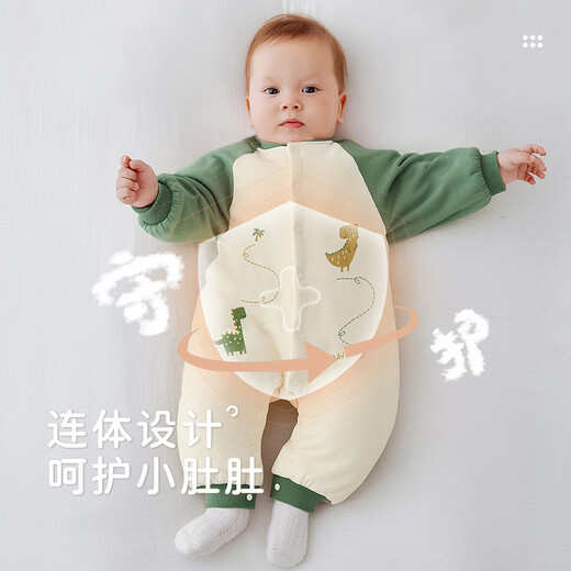 Rabbi baby jumpsuit 120g quilted warm autumn and winter male and female baby full-length romper, dark green 80