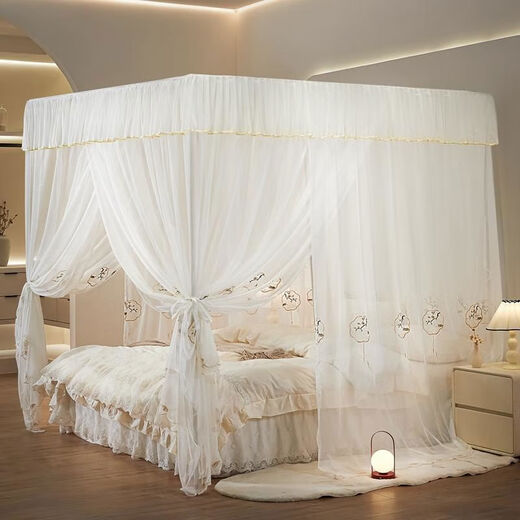 Yusenyi ethnic style bed and breakfast hotel bed curtain bracket single palace mosquito net Mailang mosquito net with black walnut bracket 1 point 82m 4 feet bed