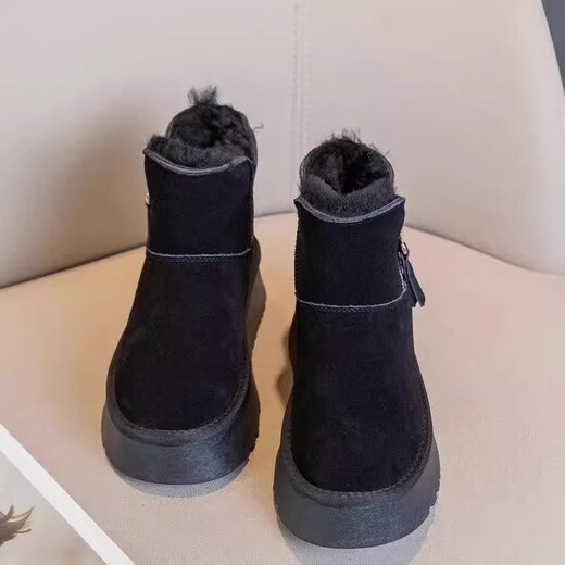 Huilirui Northeast snow boots for women winter 2025 new velvet thickened khaki cotton shoes thick sole non-slip warm bread shoes yellow brown 38